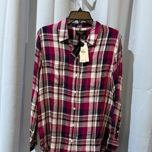 Banana Republic Pink and Blue Plaid Button-Down Shirt